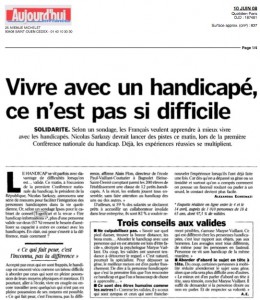Togeth'art cité par Aujourd'hui le 10 juin 2008, pour son enquête nationale sur le handicap